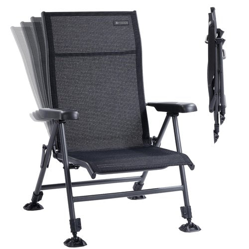 X Strike Folding Camping Chair Support 350 LBS, Outdoor Fishing Chair for Adults Breathable Mesh with Adjustable High Back Support and Leg, Aluminum Frame for Fishing, Camp, Lawn, Patio.