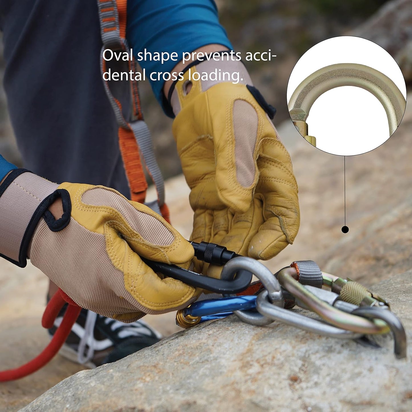 Auto Locking Carabiner 25KN (5-Pack)- Fusion Climb® Ovatti- Professional Rock Climbing Carabiner- Heavy Duty Steel- Auto Locking Carabiner for Climbing, Rappelling, D Shaped- UIAA ANSI Compliant