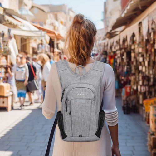 MOSISO 10L Lightweight Hiking Daypack Small Packable Hiking Backpack for Men Women, 3 Layer Casual Foldable Day Pack Shoulder Bag for Travel Camping Outdoor, Grey