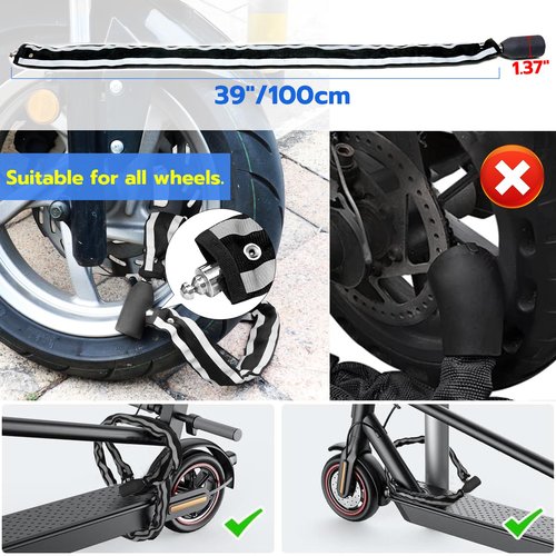 Eseesmart Bike Chain Lock, Fingerprint Bike Locks Heavy Duty Anti Theft, 3.28 Feet Security Bike Locks with APP, Waterproof Smart Cable Lock for Bike, Bicycle, Scooter, Motorcycle, Door, Gate, Fence