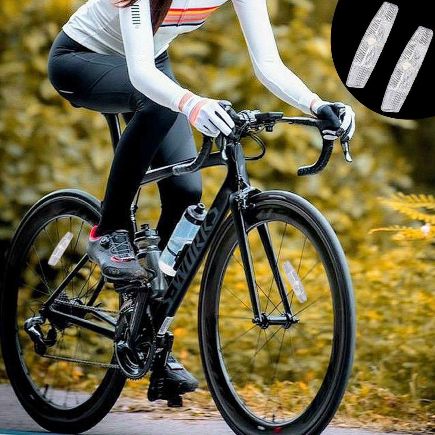 FarBoat 2 Pack Bicycle Wheel Spoke Reflectors, Night Riding Reflective Warning Spoke for Cycling MTB Mountain Bike Road Bike Accessories (4.5-Inch White)