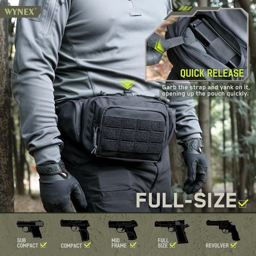 WYNEX Concealed Carry Fanny Pack Pistol Pouch, Tactical Fanny Pack Handgun Pouch with Universal Pistol Holster CCW EDC Waist Pack of Adjustable Paracord Suspension System for Men