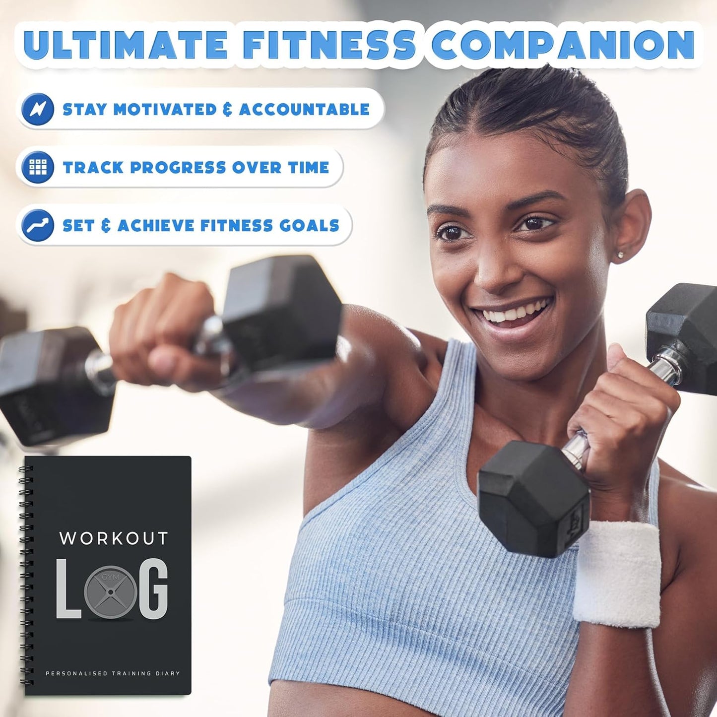Workout Planner for Daily Fitness Tracking & Goals Setting - A5 Size, 6” x 8”, Charcoal Gray - Men & Women Personal Home & Gym Training Diary - Log Book Journal - by Workout Log Gym