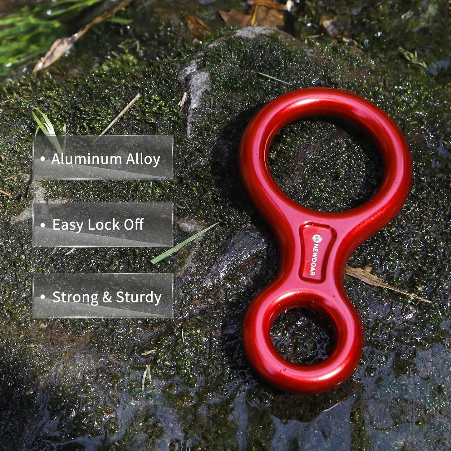 NewDoar Climbing Gear Downhill Equipment, Descender Rappel Rock Climbing Descending Belaying Equipment Rescue Figure 8 Descender Rigging Plate 35KN for Climbing Belaying and Rappeling Device