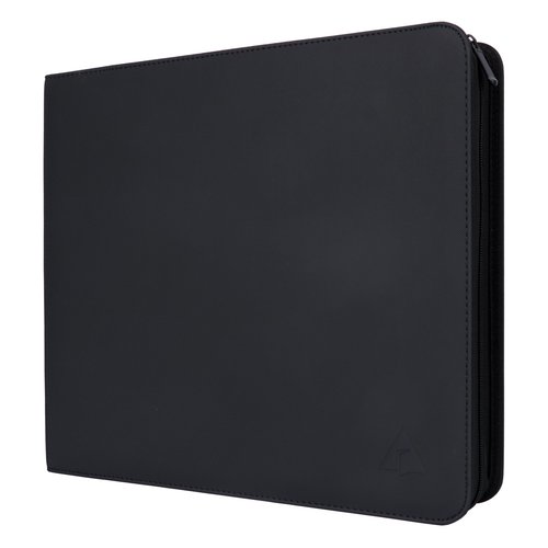 Rayvol Trading Card Binder, 12 Pocket Fit 1800 Cards - Metal D-Ring Card Holder with 75 Double-Sided Clear Pages, Top-Loading Collectors Album -Black