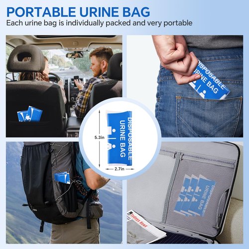 Xeiophoy Urine Bag, 12PCS Disposable Pee Bags for Travel for Women Men, 900ML Emergency Urinal Bag and Vomit Bags, Portable Unisex Urinal Bags for Camping Hiking Traffic Jams, Pregnant, Patient, Kids