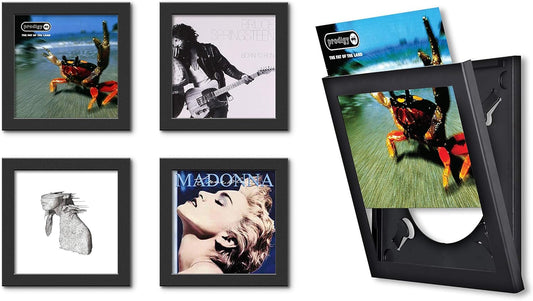 Show and Listen Album Cover Display Frame, Flip Frame Displays Vinyl Records, 12.5x12.5, White