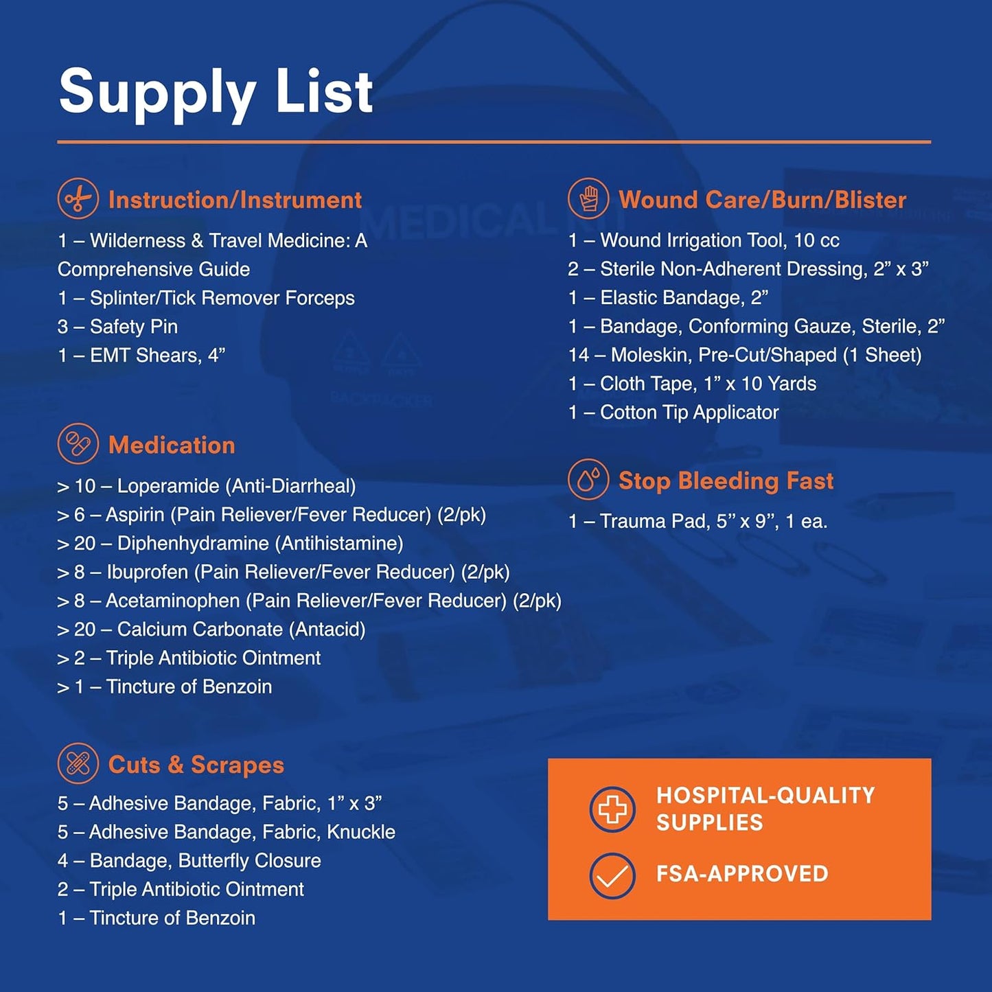 Adventure Medical Kits Mountain Series Medical Kit - Backpacker - Emergency Medical First Aid Kit - For 2 People for 4 Days - Comes with a Trauma Pad, Medicine, Guide Book & More