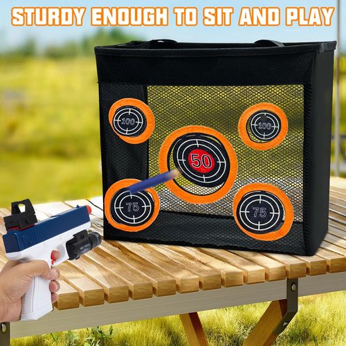 Shooting Practice Target Toy Storage Mesh Bag Compatible with Nerf Darts, Portable & Foldable Dart Zone for Kids Boys Girls 6+