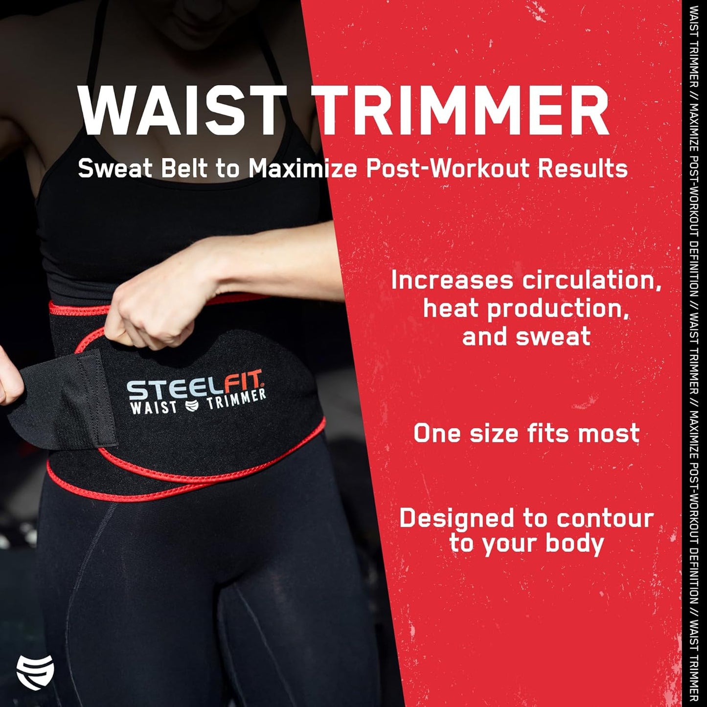 SteelFit Waist Trimmer Belt for Women & Men - Moisture-Resistant Neoprene Waist Trainer - Adjustable Sweat Band Shaper for Stomach & Belly Fat - Fitness, Gym & Exercise Accessories for Working Out