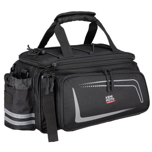 KEMIMOTO Bike Rear Rack Bag with Rain Cover, 15L Thickened Foldable Pockets Water Resistant Bicycle Bag, Bike Trunk Pannier for Commuter Cycling Trip Grocery Shopping, Black