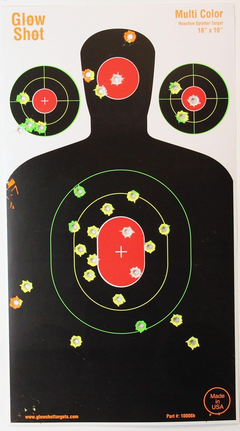 GlowShot Multi-Color Silhouette Splatter Target - 18" x 10" for Instant Hit Visibility