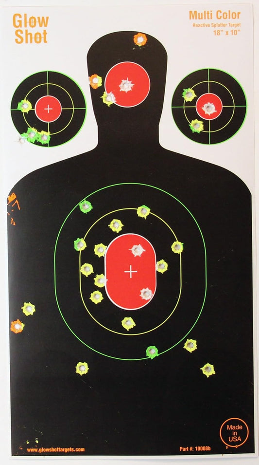 GlowShot Multi-Color Silhouette Splatter Target - 18" x 10" for Instant Hit Visibility