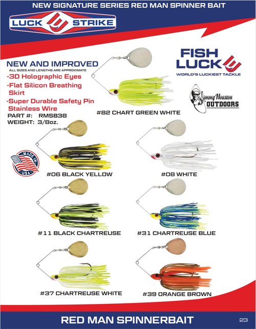 Luck E Strike Redman Spinner Bait by Jimmy Houston, 3/8 Ounce Colorado Spinnerbait, Made in The USA, White