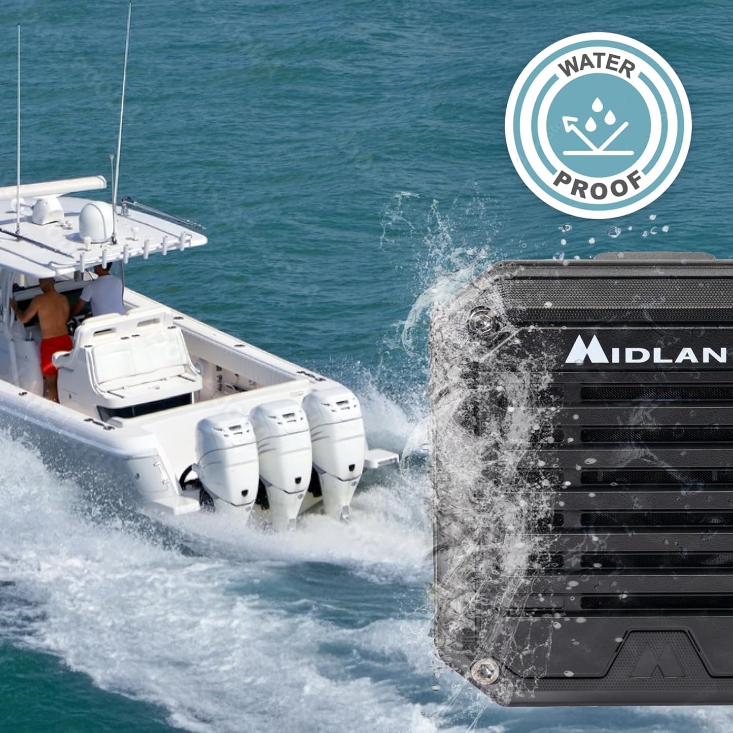 Midland - SPKMINI Mini External Speaker - Waterproof, 10 Watts, 3.5mm Plug - Compatible with All Mobile CB, GMRS, HAM and Amateur Radios