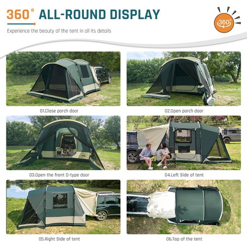 SUV Tent with Screen Porch, 5 Person Car Tents for Camping, SUV Tailgate Tent for Outdoor, Van Car Camping with Movie Screen, 12'x10'x87in(H)