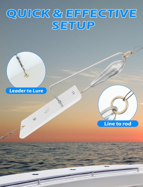 BLUEWING Heavy-Duty Fishing Planer for Trolling Offshore, Downrigger, with Stainless Steel Blade and 6oz Sinkers for Wahoo, Kingfish, Tuna, #6-6oz Original