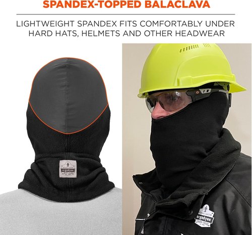 Balaclava with Spandex Top, Comfortable Wear Under Helmet, Winter Face Mask, Ergodyne N-Ferno 6822,Black