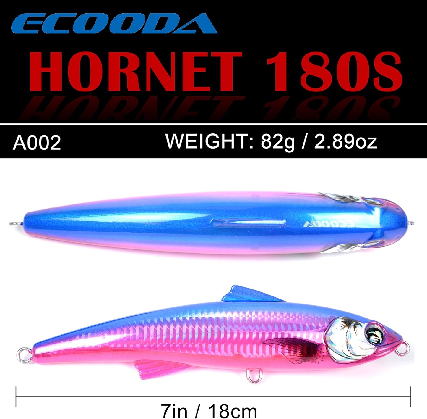 Hornet Saltwater Fishing Lure 2.9oz 7in Topwater Popper Hard Bait Floating Pencil Lure for Kingfish/Tuna/Mackerel/Marlin/Mahi Mahi Offshore Trolling Onshore Floating Crankbait