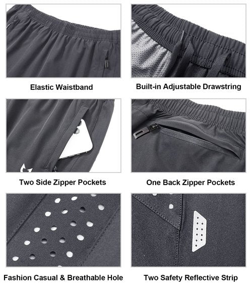 NORTHYARD Mens 5 Inch Inseam Running Gym Shorts, Quick Dry Athletic Shorts for Men, Active Workout Sport with Zip Pockets Darkgrey XL