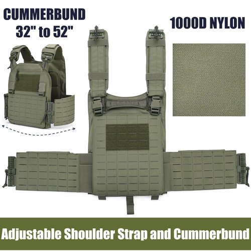 DEYACE Tactical Quick Release Vest for Men, Fully Adjustable Plate Carriers Vest with Breathable 3D Mesh Liner
