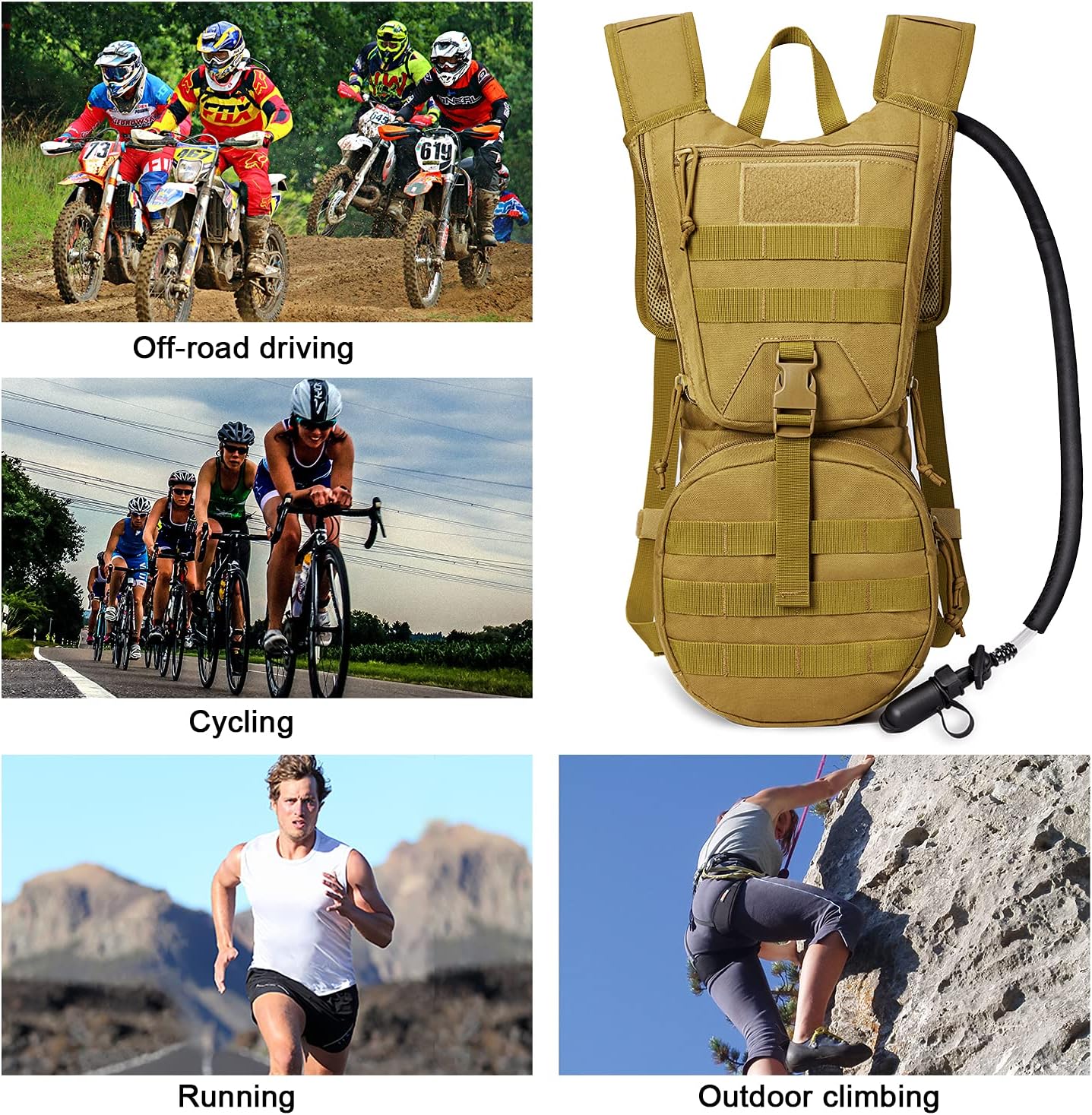 G4Free Military Tactical Hydration Pack Water Backpack with 3L Upgraded Bladder for Hiking Running Cycling