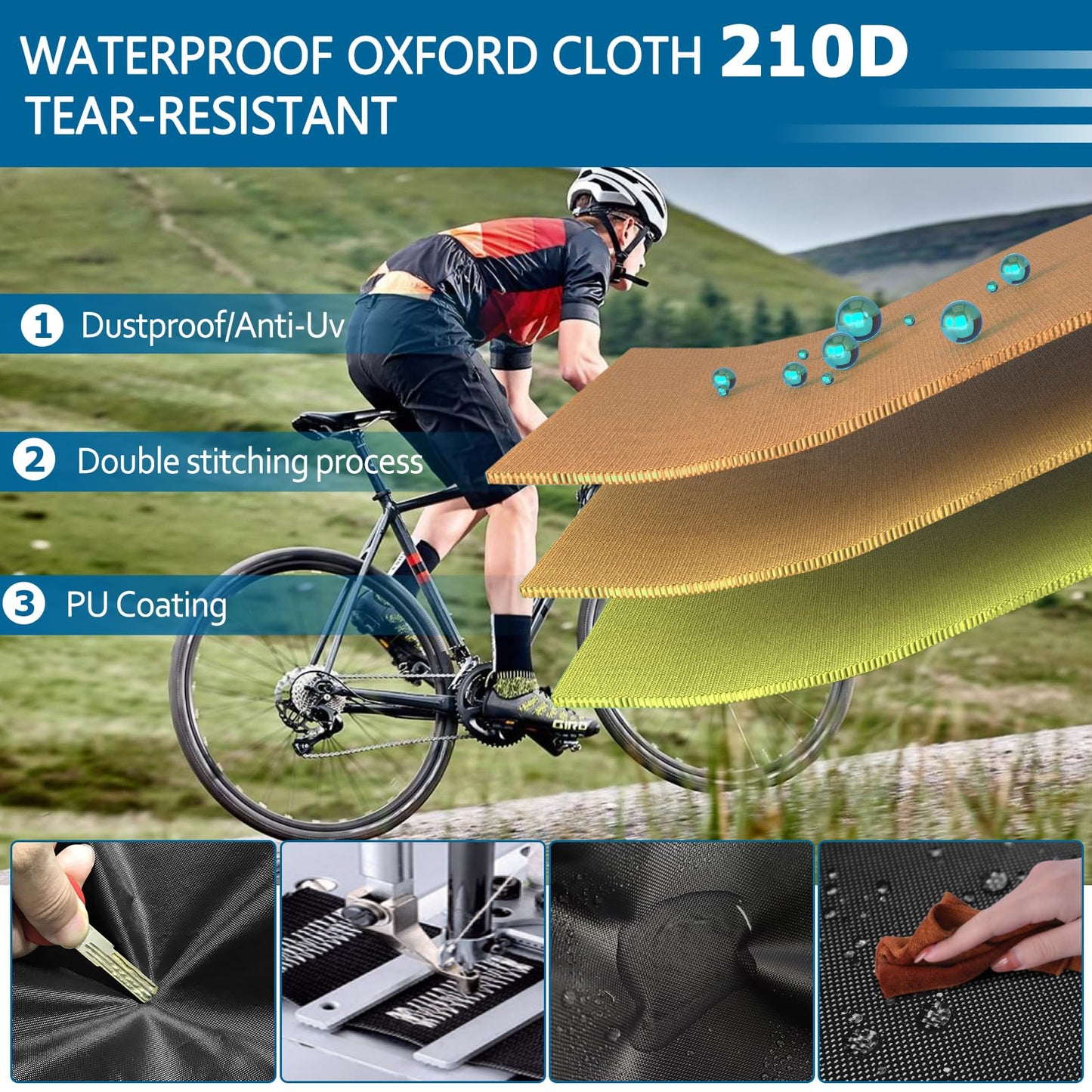 AKEfit Bike Cover, Waterproof Outdoor Bicycle Cover Rain UV Snow Proof with Anti-theft Lock Hole Outside Bike Storage Covers for Mountain Road Electric City Bike-XL for 1, 2 Bike