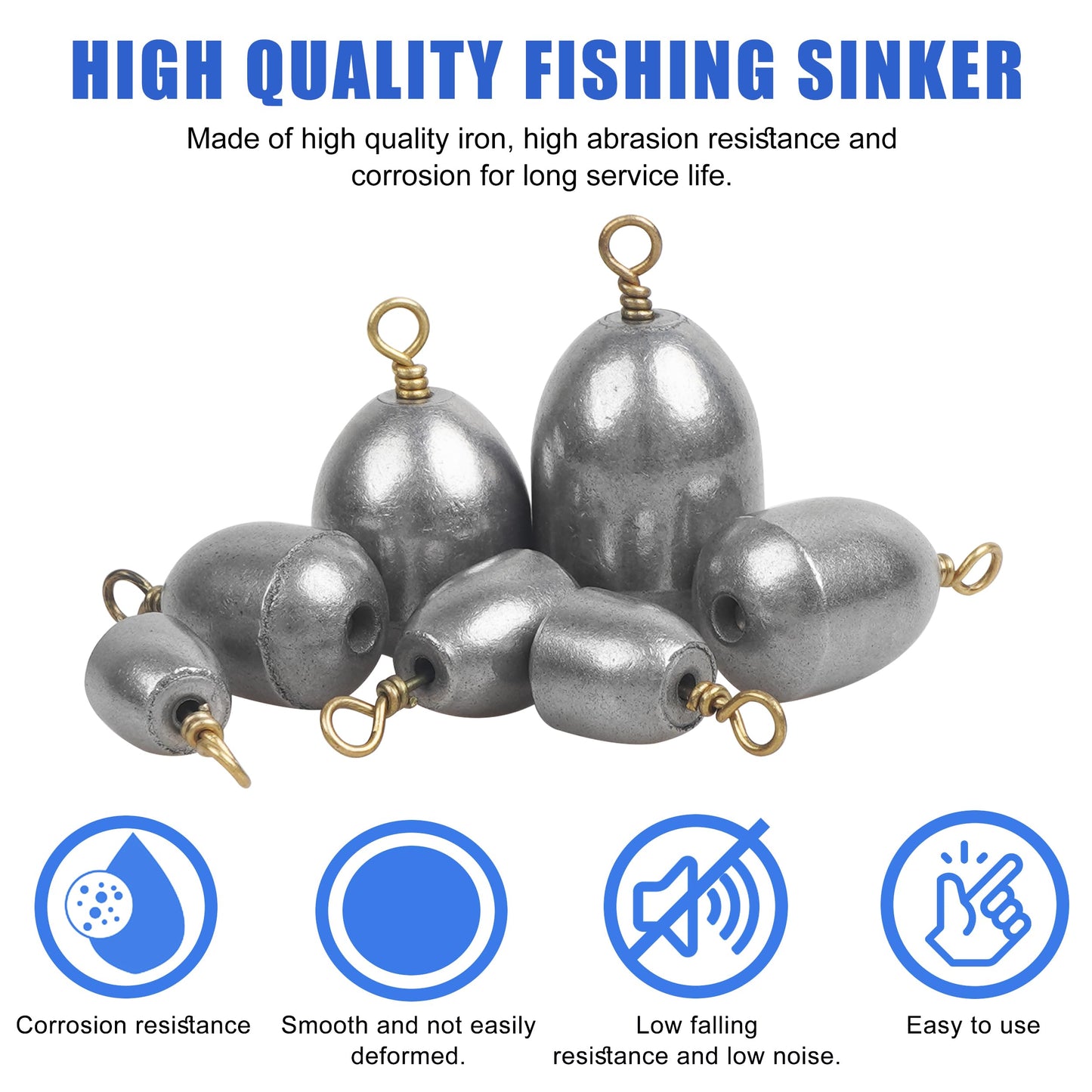 Fishing Weights Kit,60pcs Assorted Bass Casting Weights Iron Fishing Weight Water Drop Bell Sinkers Catfish Sinker Weight for Saltwater Freshwater