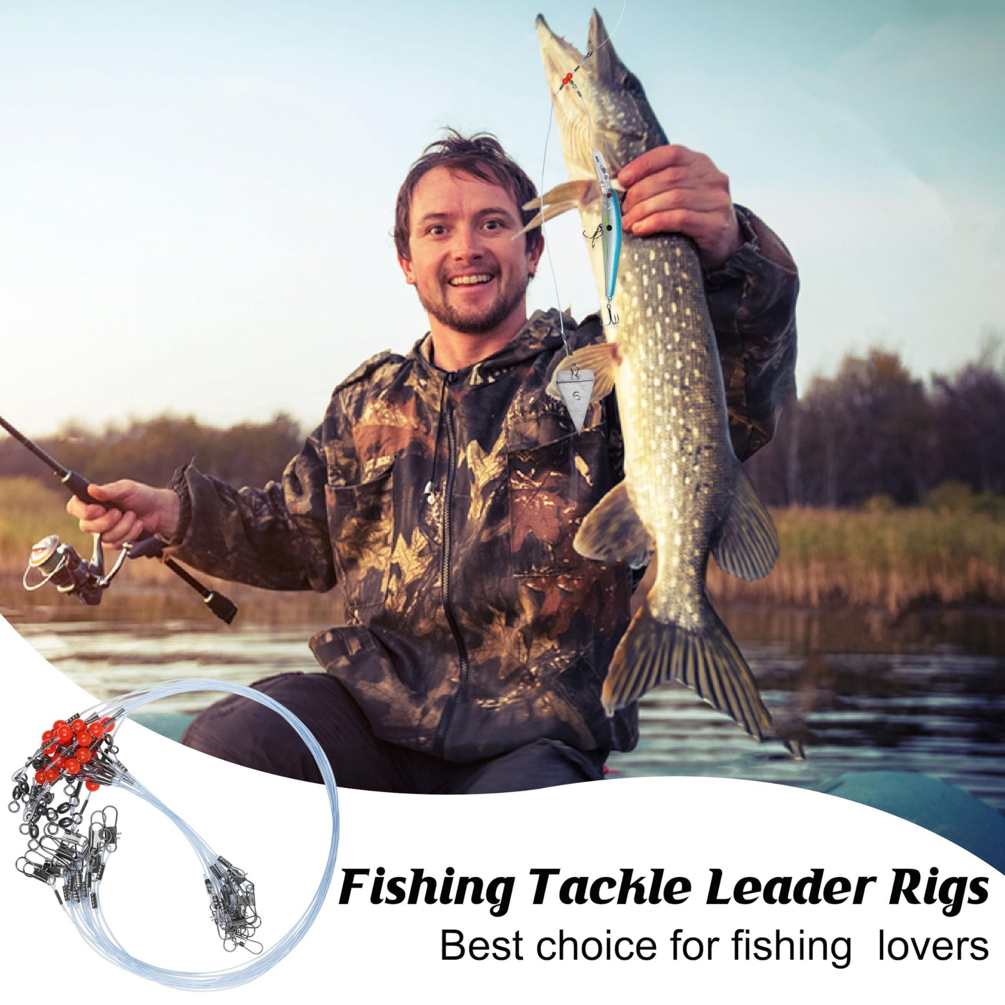 Fishing Leaders Saltwater Tackle Surf Fishing Rigs with Swivel Snaps High Strength Nylon Wire Leader Fishing Bottom Rigs Saltwater Fishing Gear Equipment(1rd-12pcs)