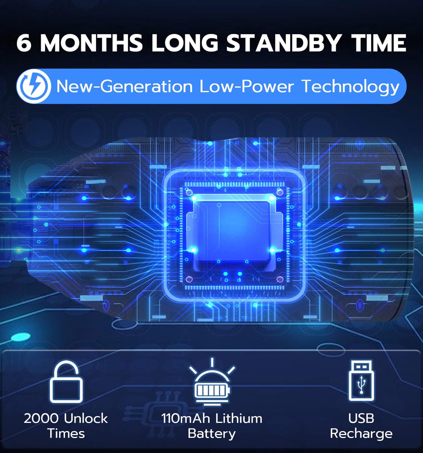 Anweller Heavy Duty Anti Theft Chain Lock, 3.3FT Long Keyless Fingerprint Bluetooth Electronic Digital Lock for Bike Scooter Outdoor Fence Gate, Electric Scooter Bike Accessories for Adults - Blue