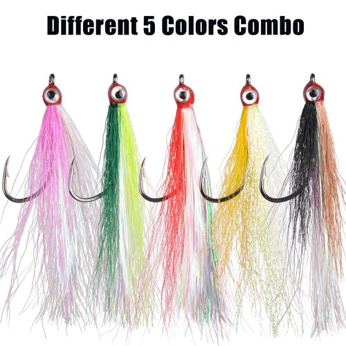 Clouser Minnow Fly Fishing Flies Salmon Trout Steelhead Jig Hooks Saltwater Flies Sea Bass Striper Flounder Fly Fishing Lures, Mix Colors