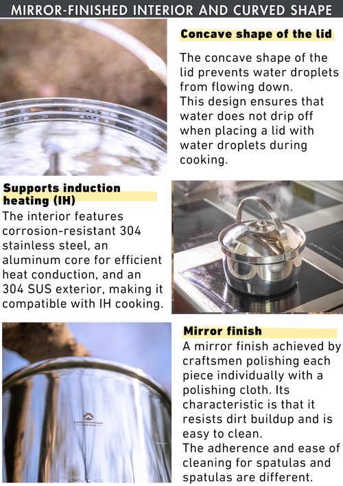 CAMPINGMOON 6 Quart Camping Stock Pot 3-Ply Stainless Steel Kitchen Pot CC-24