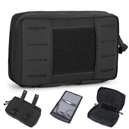 CamGo Tactical Molle Admin Pouch Military EDC Utility Bag Horizontal Modular Pouches with Removable Inner Accessory Pockets (Black)