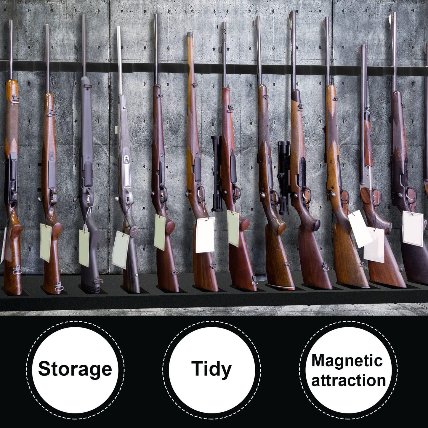 Geelin 2 Set Foam Gun Rack Gun Safe Accessory Universal Gun Safe Organizer with Magnetic Strip and Holder for Butt Stocks Shotgun Rifle Rack Rifle Rest Holder for Metal Gun Storage Gun Cabinet Gifts
