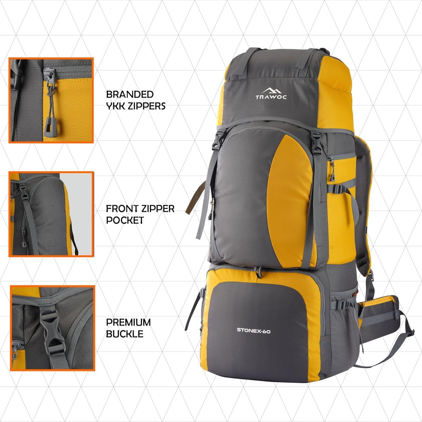 STONEX 60 Ltr Travel Backpack Trekking Rucksack bag for Men & Women Travel Camping Hiking Backpack, Sky Blue