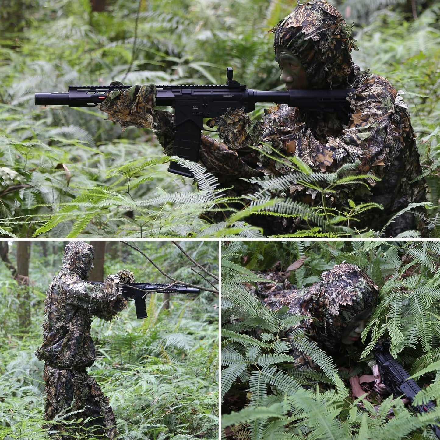 Zicac Outdoor Camo Ghillie Suit 3D Leafy Camouflage Clothing Jungle Woodland Hunting
