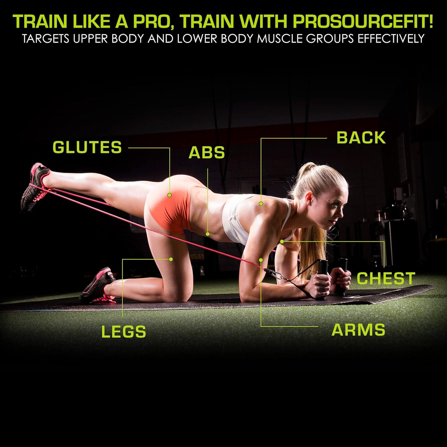 ProsourceFit Single Stackable Resistance Bands with Door Anchor and Exercise Guide, 8-12 LB, Heavy Duty Fitness Tube for Full-Body Exercises and Home Workouts