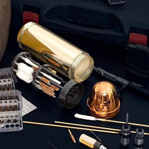 Deluxe Gun Cleaning Kit in Patented Bullet-Shaped Case, Cleaning Tools for Handguns, Shotguns and Rifles