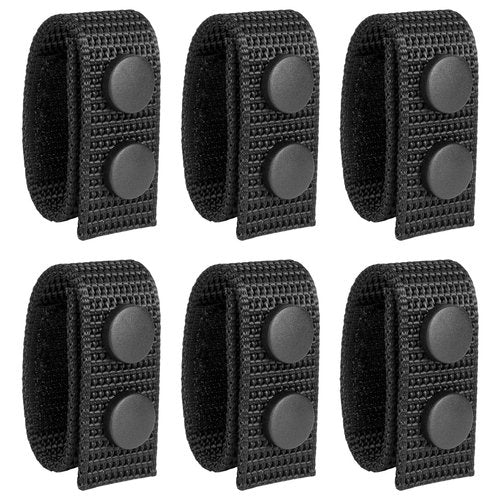 Nylon Belt Keepers for Duty Belt 2¼" Wide with Double Snaps - 6 Pack Tactical Gear Accessories for Police Security Equipment, Heavy-Duty Black Belt Clips & Secure Holder (Fits 2"-2.25" Duty Belts)