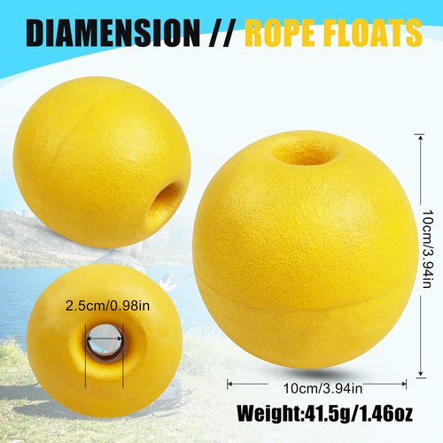 SILANON Rope Floats Marine Buoy Floats,4/6pcs Crab Trap Floats Buoy Fishing Marker Buoys Oval Water Floats Ski Rope Floats for Boats Pool Kayak Crabbing Trail Dock,Yellow