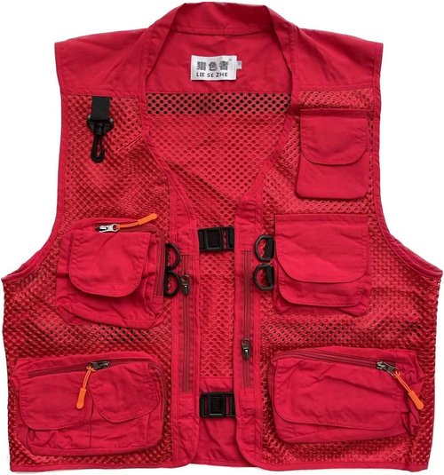 Men Mesh Breathable Multi-Pocket Vest Outdoor Travelers Fly Fishing Photography