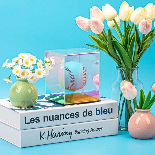YHNTGB Baseball Display Case Acrylic Cube Box UV Protected Holders Clear Laser Memorabilia Show with Grass Pad for Autograph Ball Storage