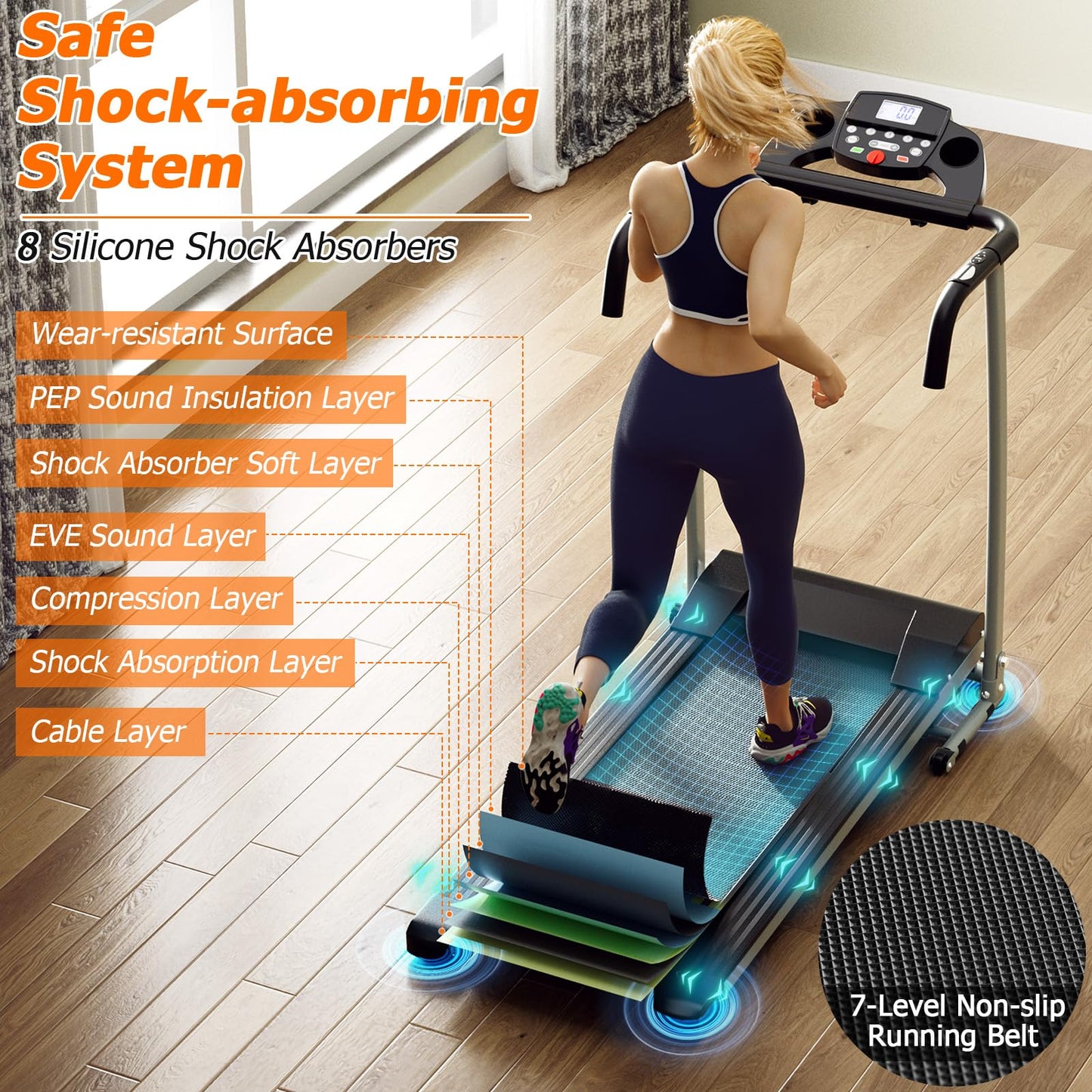 Goplus Foldable Treadmills for Home, Freestanding Folding Treadmill with 12 Preset Programs, Adjustable LCD Display, Pulse Sensors, Portable Compact Treadmill for Walking and Jogging (Black)