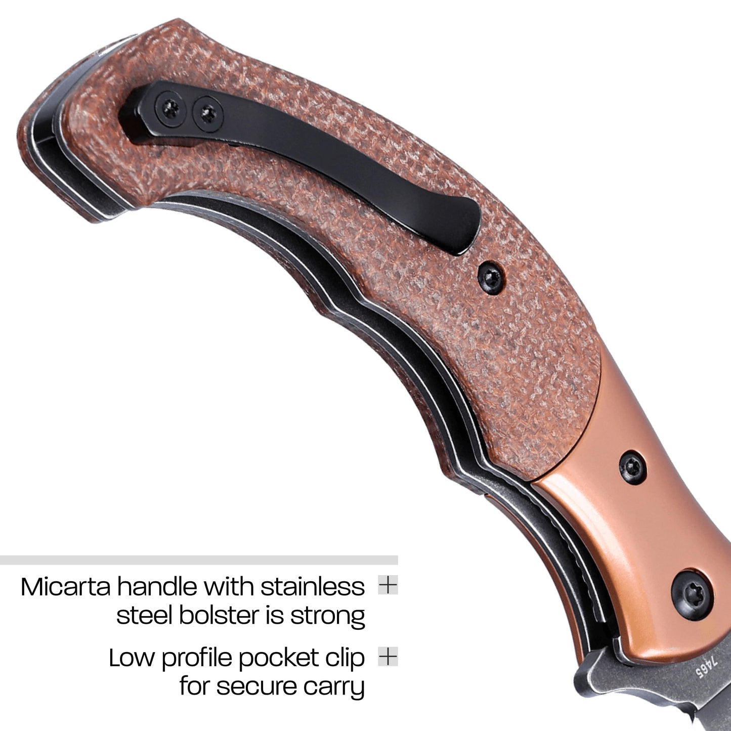 CRKT Ritual Compact Assisted Opening Folding Knife: Persian Blade Style with 12C27 Steel, Micarta Handle w/Stainless Steel Bolster, Liner Lock, 7465