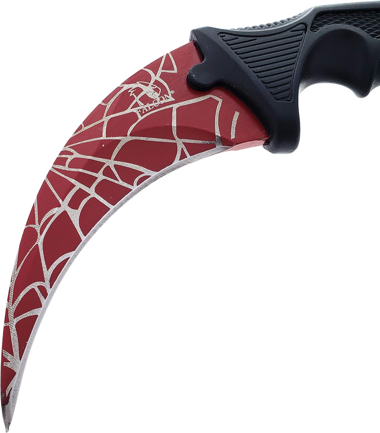 Falcon 7.5" CSGO Tactical Fixed Blade With ABS Sheath and Cord. For Collection, Gift, and Outdoors Camping Cut Ropes, Branches (Red Spider Web)