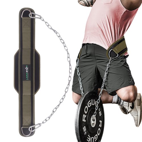Dip Belt for Weightlifting, Weight Belt for Pull-Ups, Powerlifting, Squats, and Bodybuilding – Heavy-Duty Steel Chain, Neoprene Support, Lifts up to 650 lbs.