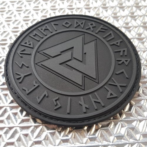 Compatible with Valknut Patch PVC Viking Compatible with Velcro Plate Carrier Patches for Backpacks for Hats PVC Morale Norse Patch (Blackout Subdued)