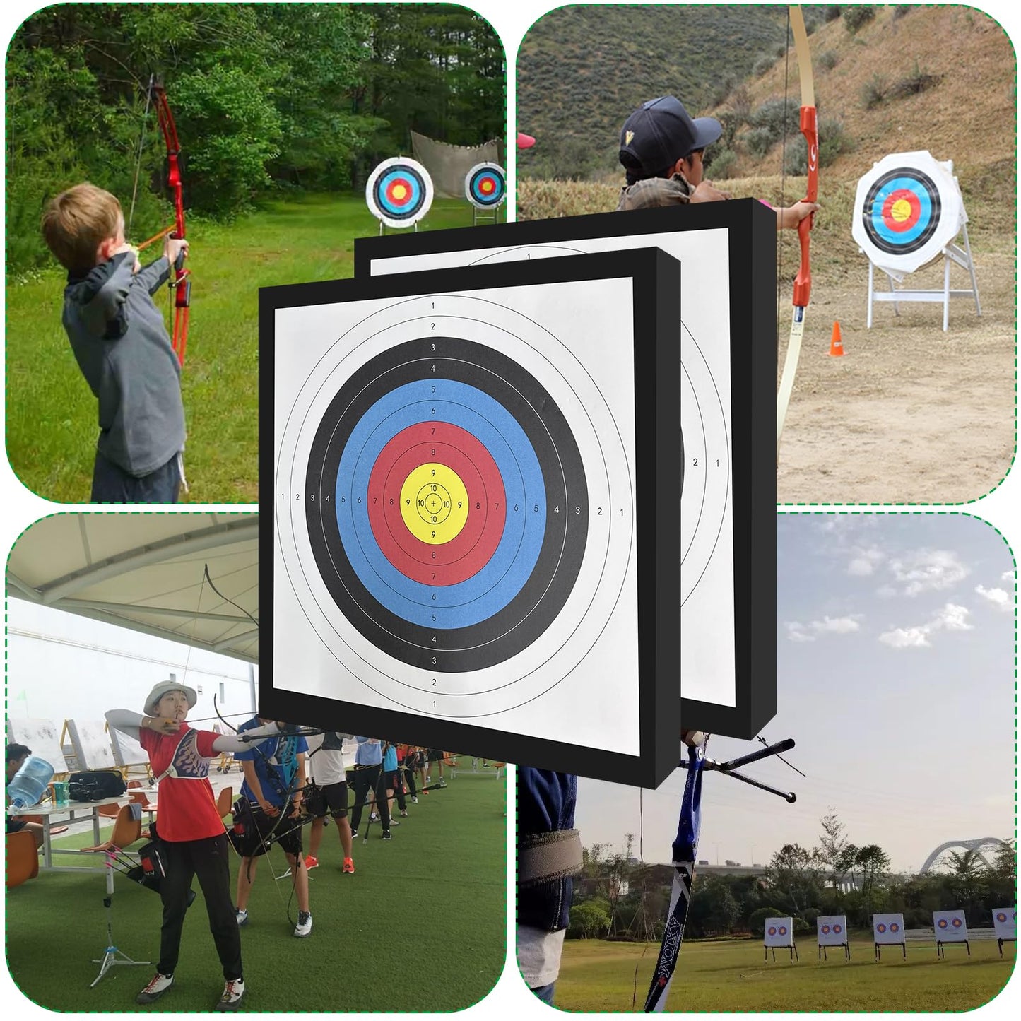 2Pcs 20'' Foam Archery Target, High-Density EVA Archery Targets for Backyard, Archery Target Block with 10pcs Targets Paper, 8pcs Target Pins, Arrow Puller (Foam Target)