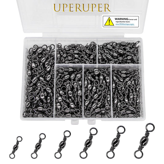 UperUper Fishing Barrel Swivels Kit, 300pcs Stainless Steel Rolling Bearing Snap Connector for Saltwater Freshwater Fishing#2#3#4#5#6#7