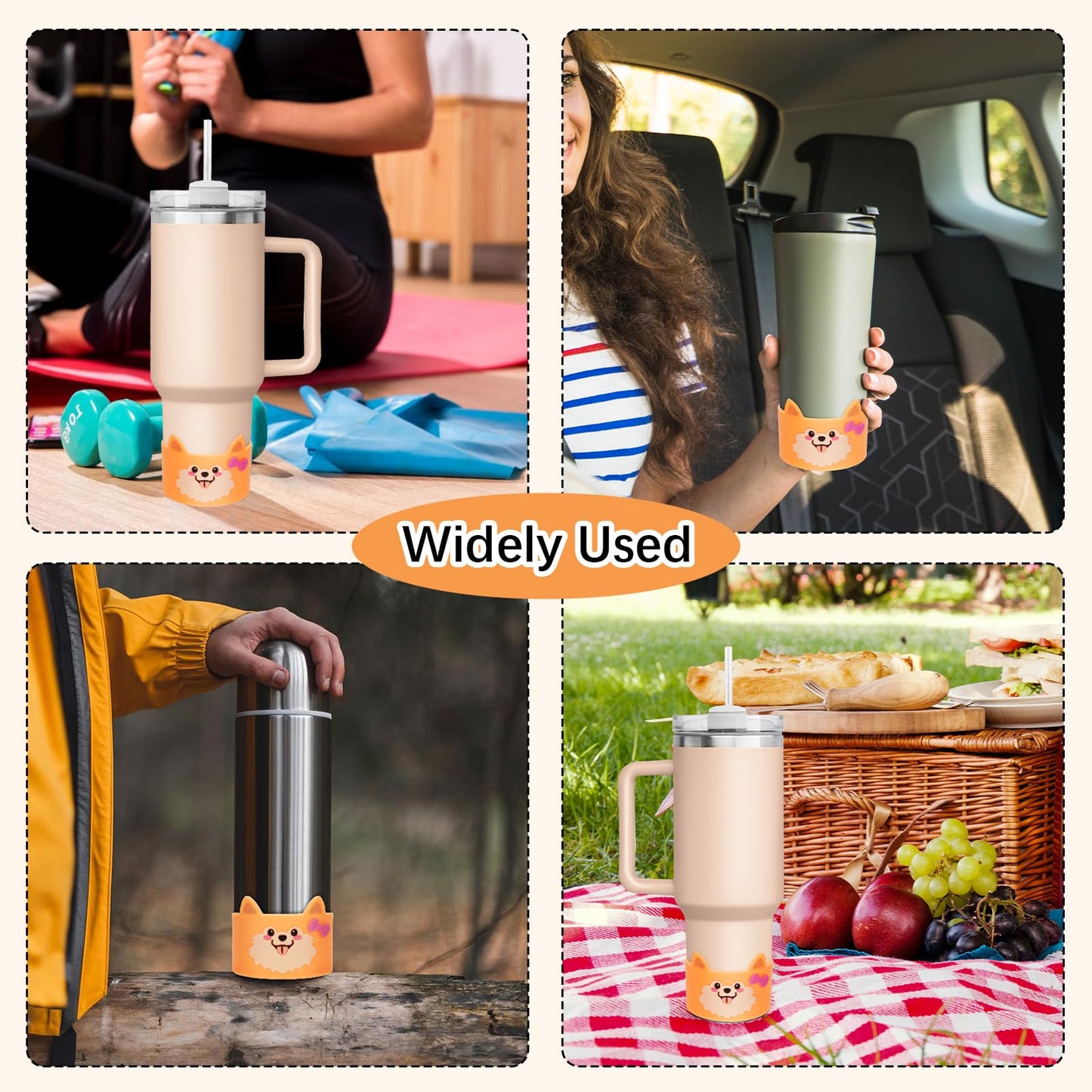 AGIFTMIND Silicone Boots for Stanly Cup 20/30/40 oz, Bottom Protector for Tumblers, Animal-Themed Boot for Stanly Cup Accessories (1P, OrangeDog)